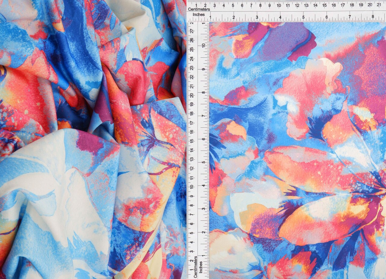 1 Yard DTY Large Flower Digital Print Knit Fabric 58/60" Width